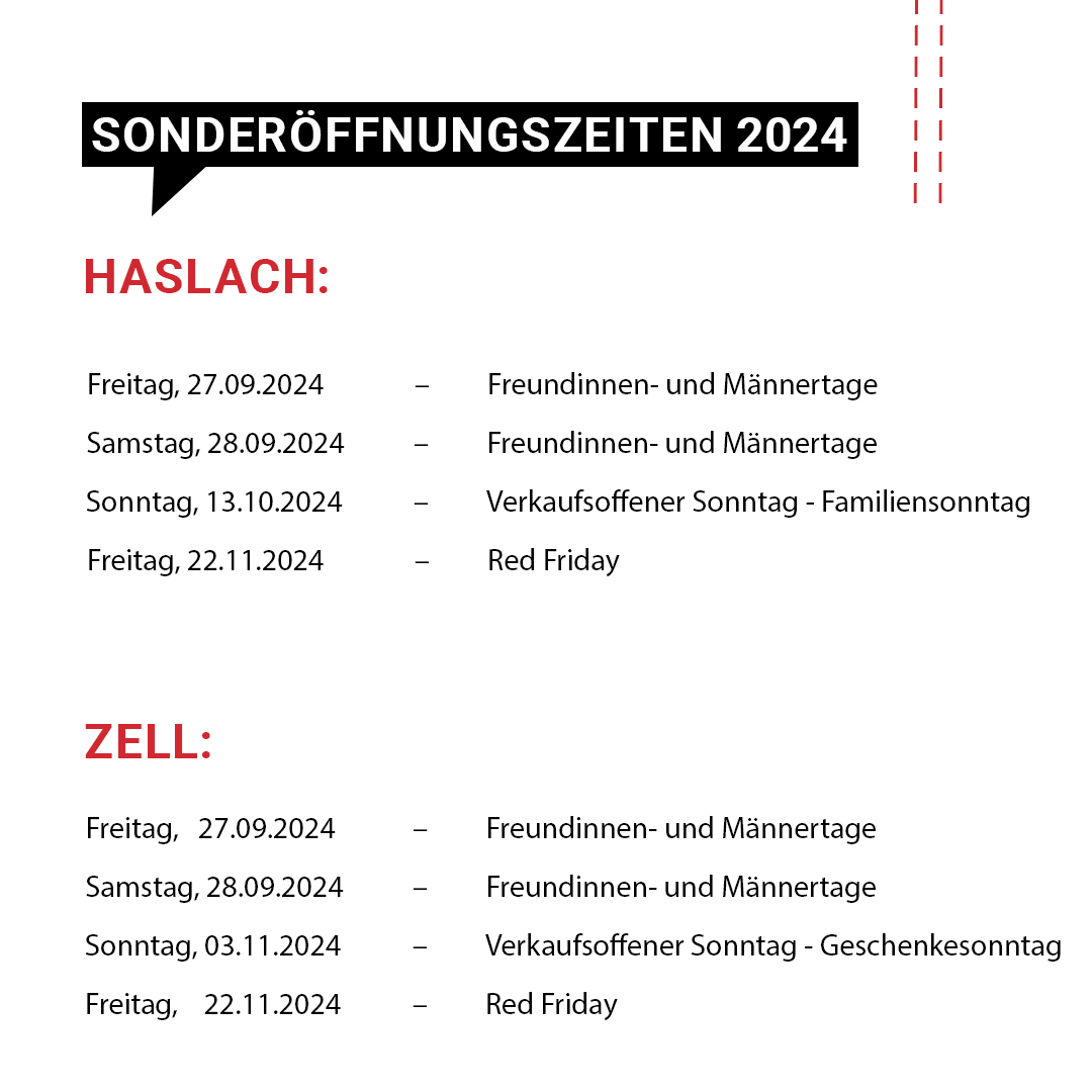 Sonderoeffnungen 2023 haslach und zell